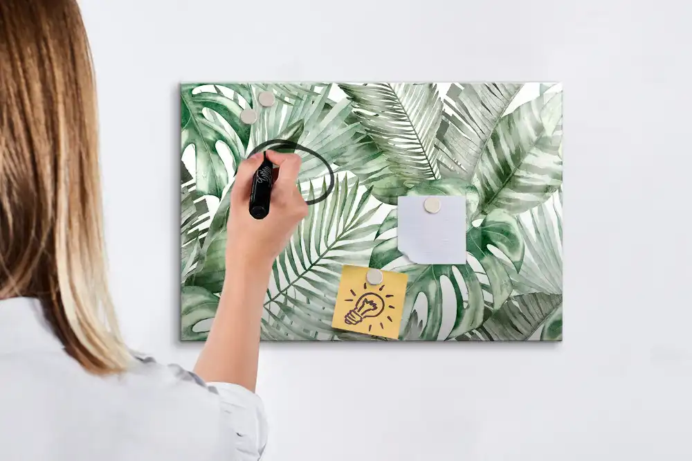 Tableau magnétique à dessiner motif feuilles d'arbustes et plantes