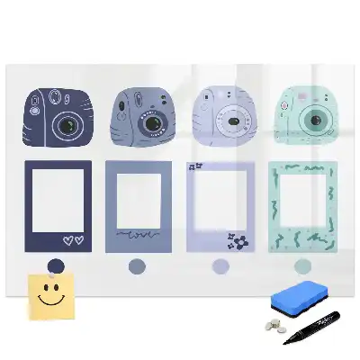 Tableau blanc magnétique effaçable à sec avec cadre style Polaroid