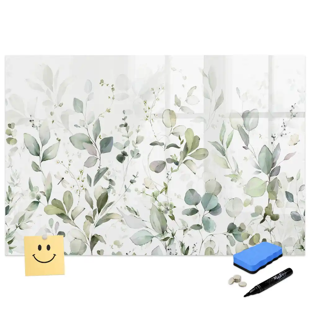 Tableau magnétique avec motif de feuilles et végétation