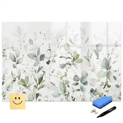 Tableau magnétique avec motif de feuilles et végétation