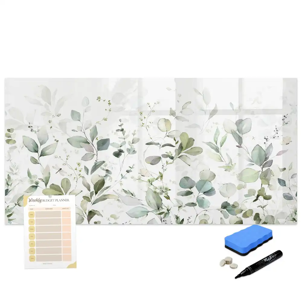 Tableau magnétique avec motif de feuilles et végétation