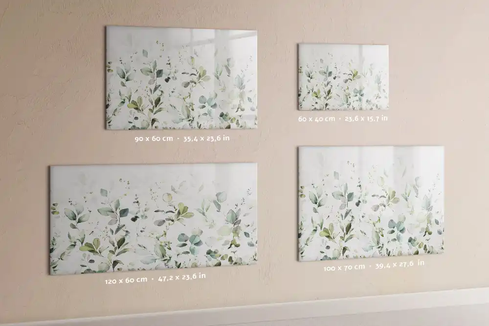 Tableau magnétique avec motif de feuilles et végétation