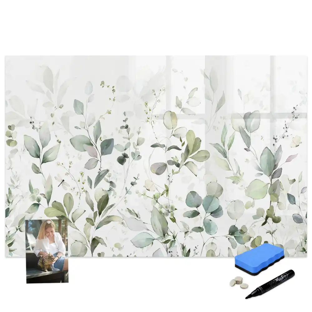 Tableau magnétique avec motif de feuilles et végétation