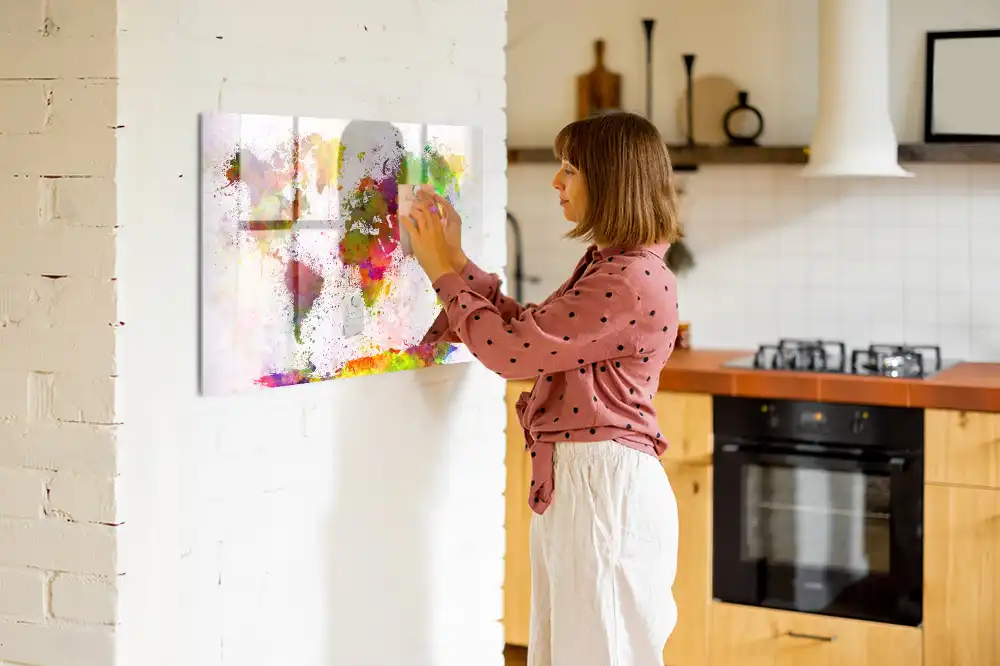 Tableau magnétique éducatif carte des continents à l'aquarelle