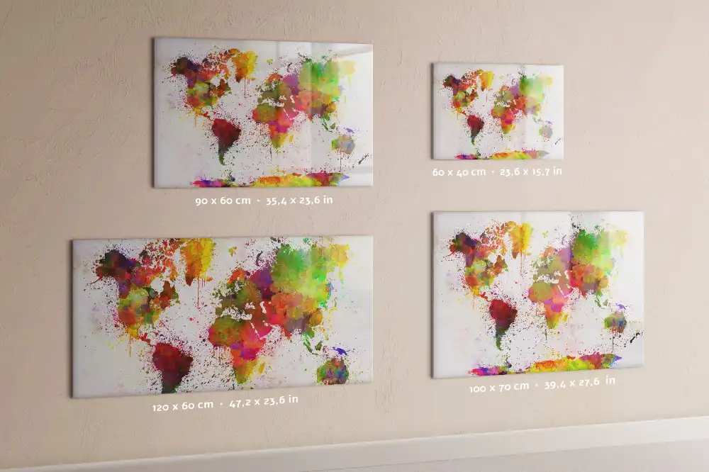 Tableau magnétique éducatif carte des continents à l'aquarelle