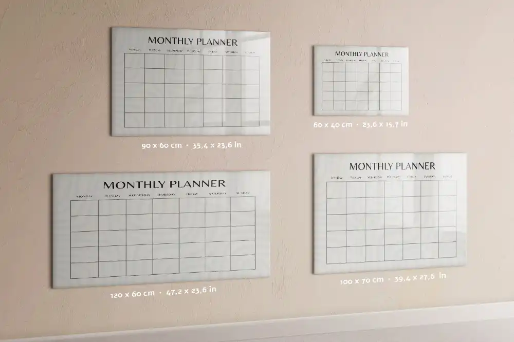 Calendrier mensuel magnétique effaçable à sec