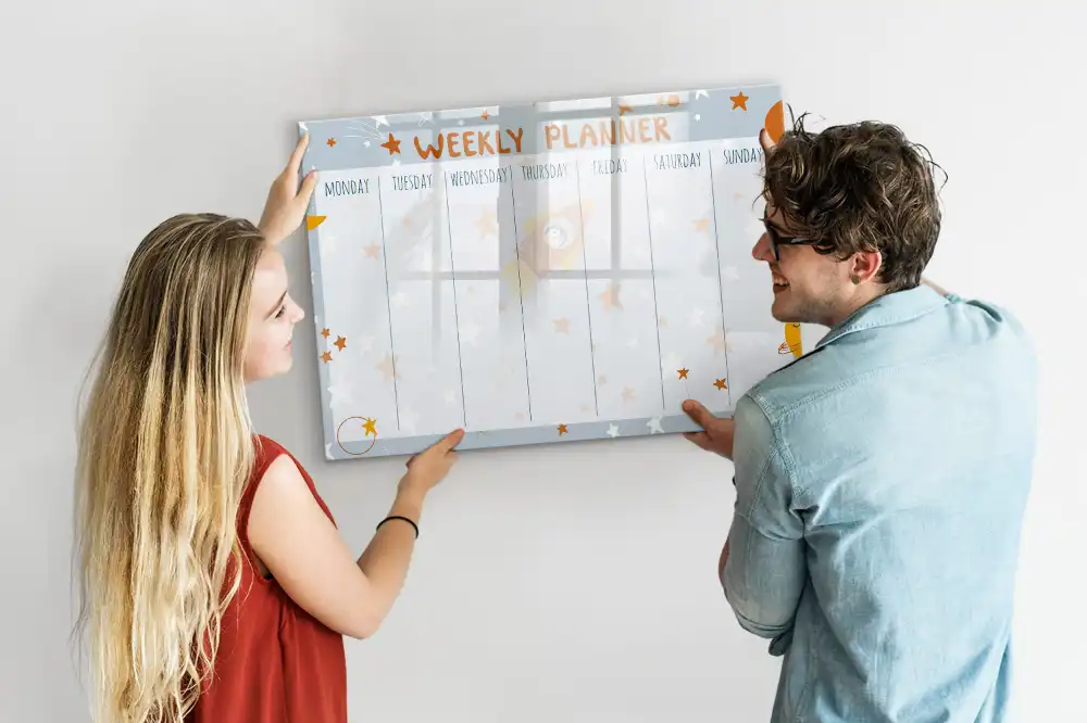 Tableau magnétique hebdomadaire pour organisation des tâches ménagères