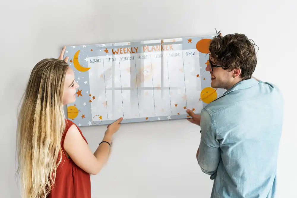 Tableau magnétique hebdomadaire pour organisation des tâches ménagères