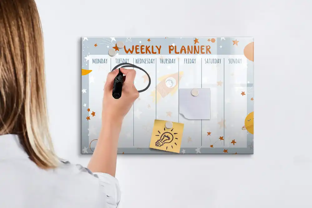 Tableau magnétique hebdomadaire pour organisation des tâches ménagères