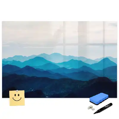 Tableau blanc magnétique effaçable à sec avec motif de montagne à l'aquarelle