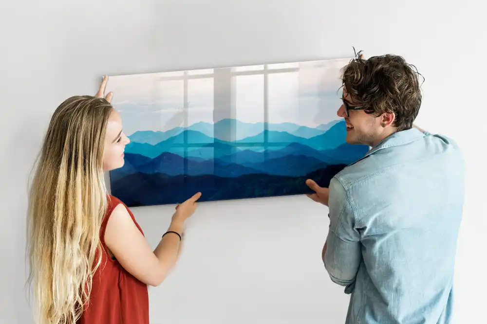 Tableau blanc magnétique effaçable à sec avec motif de montagne à l'aquarelle