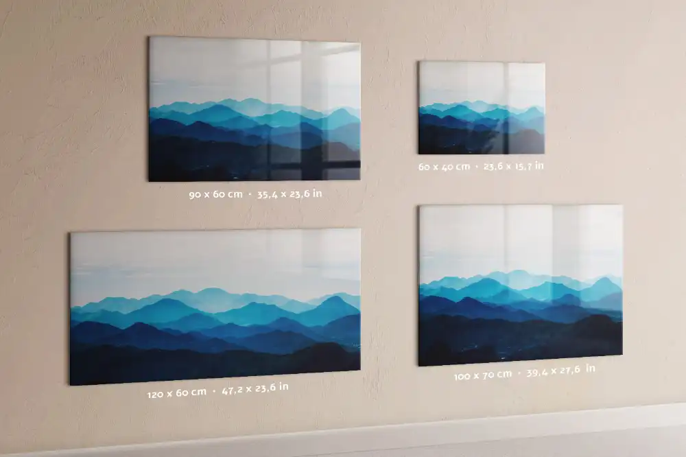 Tableau blanc magnétique effaçable à sec avec motif de montagne à l'aquarelle