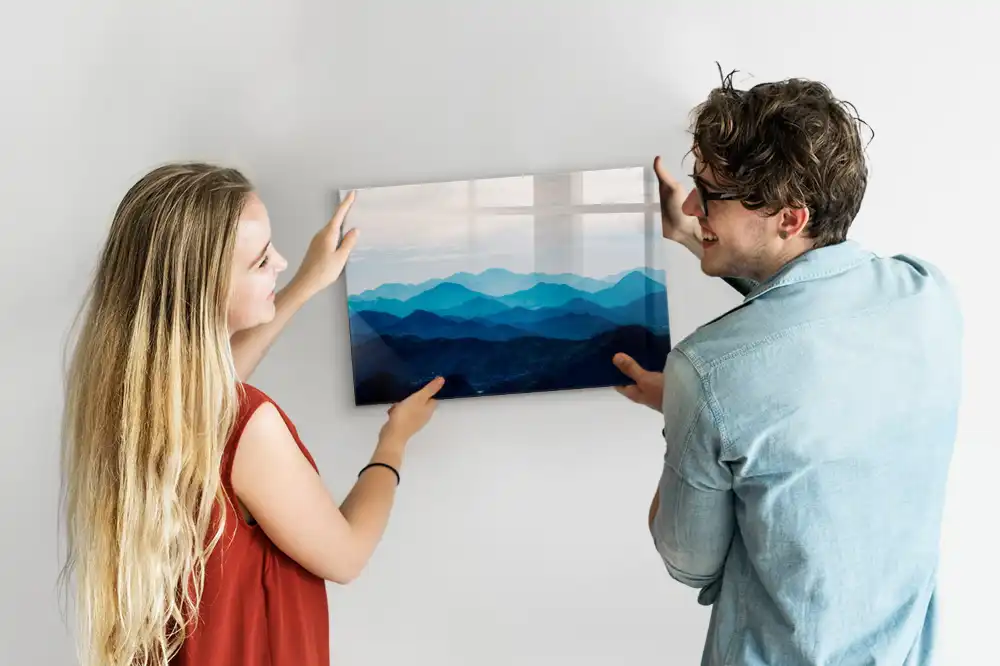 Tableau blanc magnétique effaçable à sec avec motif de montagne à l'aquarelle