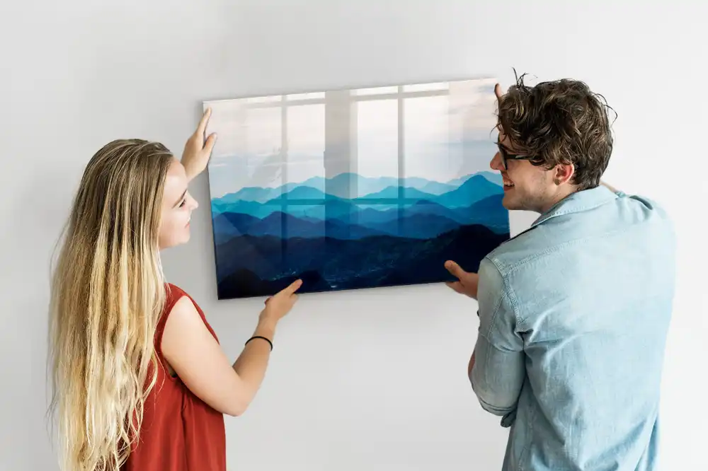 Tableau blanc magnétique effaçable à sec avec motif de montagne à l'aquarelle