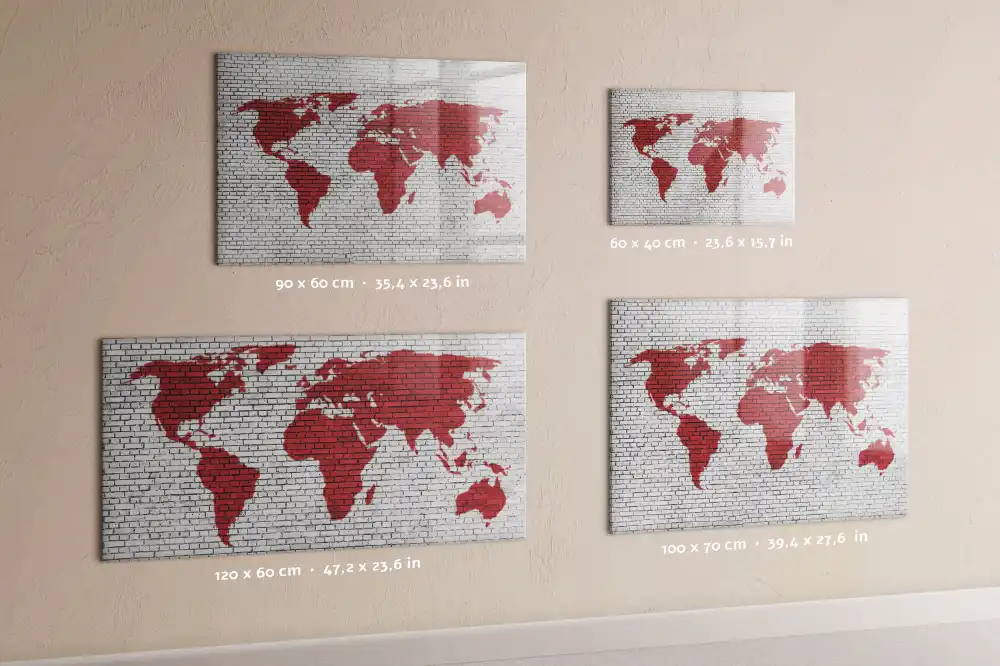 Tableau magnétique pour dessin à motif mur de briques et contour des continents
