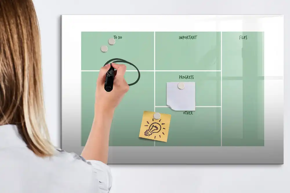 Tableau blanc magnétique effaçable à sec pour organisation de bureau
