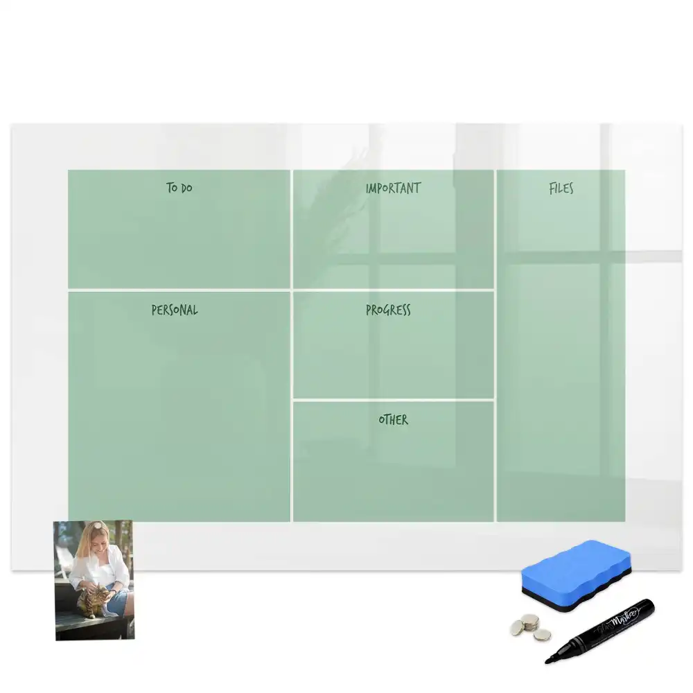 Tableau blanc magnétique effaçable à sec pour organisation de bureau