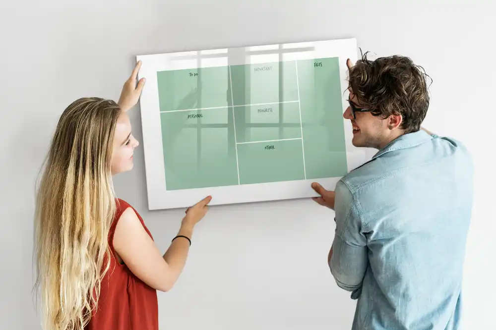 Tableau blanc magnétique effaçable à sec pour organisation de bureau