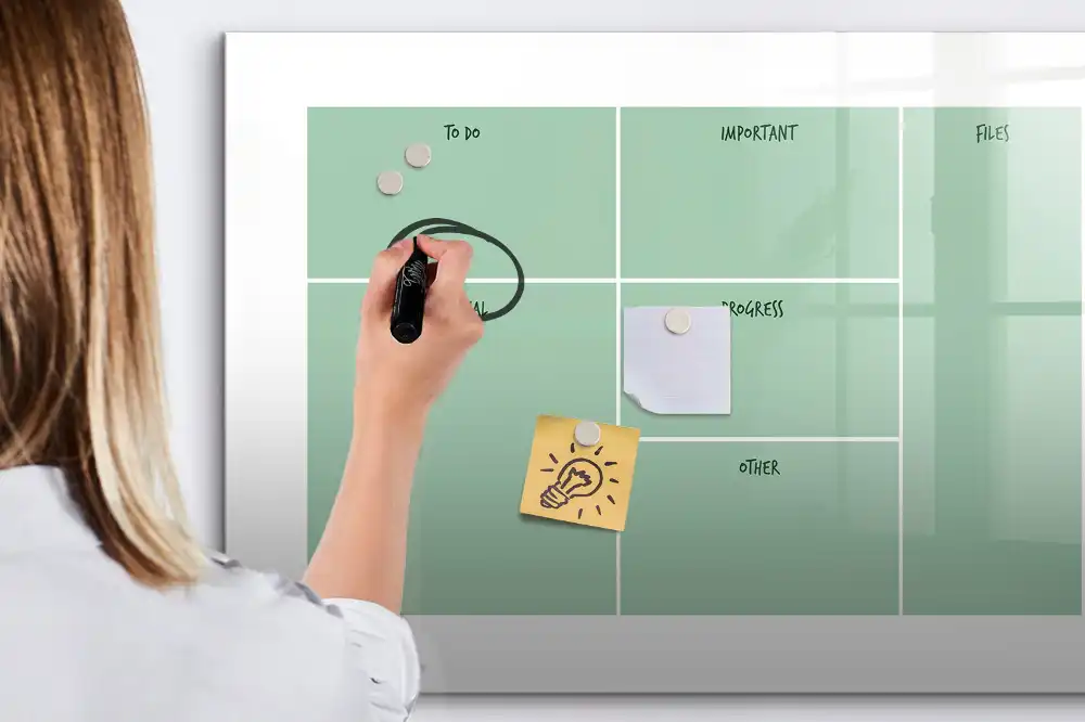 Tableau blanc magnétique effaçable à sec pour organisation de bureau