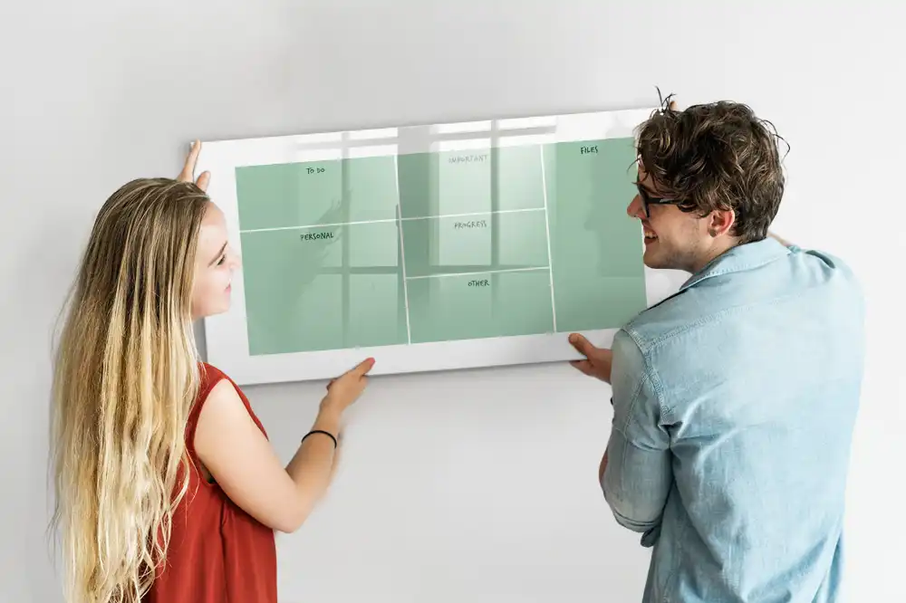 Tableau blanc magnétique effaçable à sec pour organisation de bureau