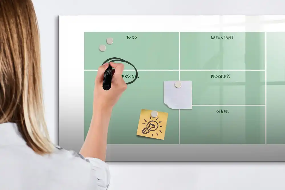 Tableau blanc magnétique effaçable à sec pour organisation de bureau