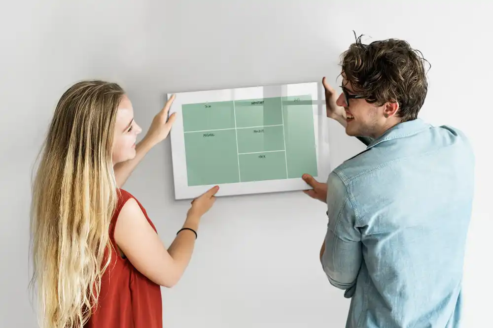 Tableau blanc magnétique effaçable à sec pour organisation de bureau