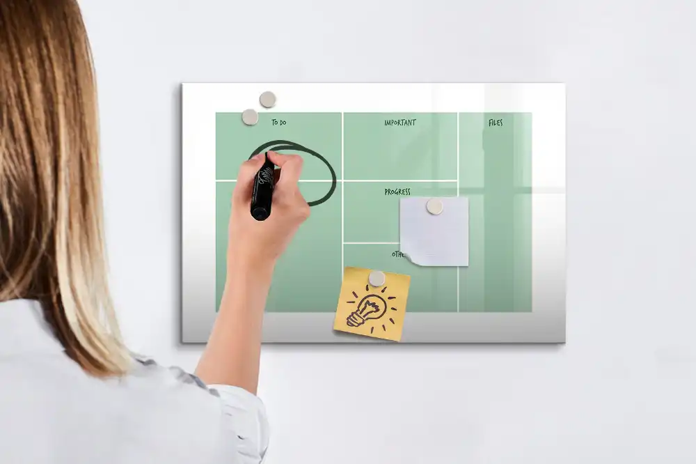 Tableau blanc magnétique effaçable à sec pour organisation de bureau