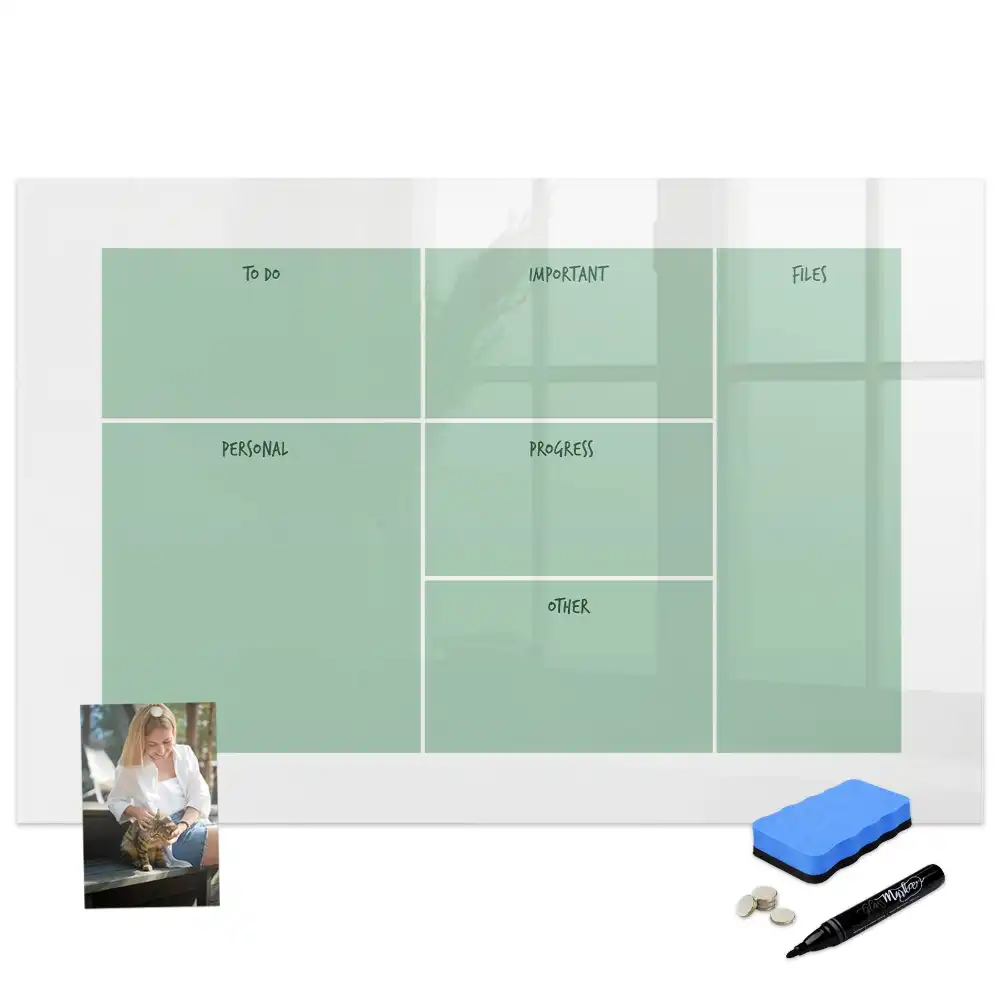 Tableau blanc magnétique effaçable à sec pour organisation de bureau