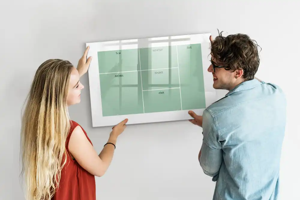 Tableau blanc magnétique effaçable à sec pour organisation de bureau