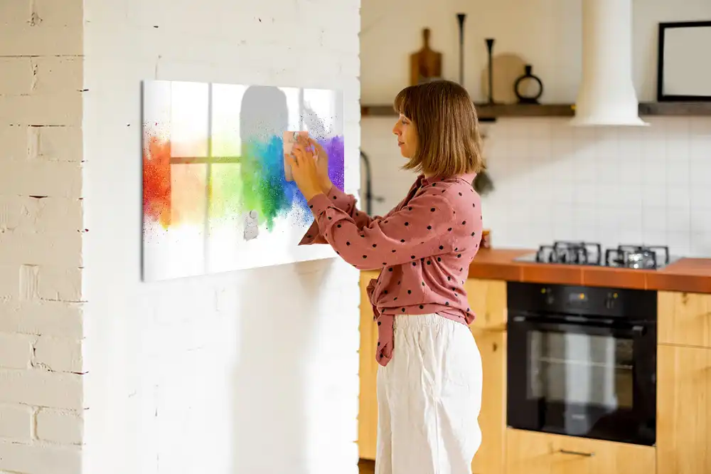 Tableau magnétique à dessiner motif arc-en-ciel style abstrait