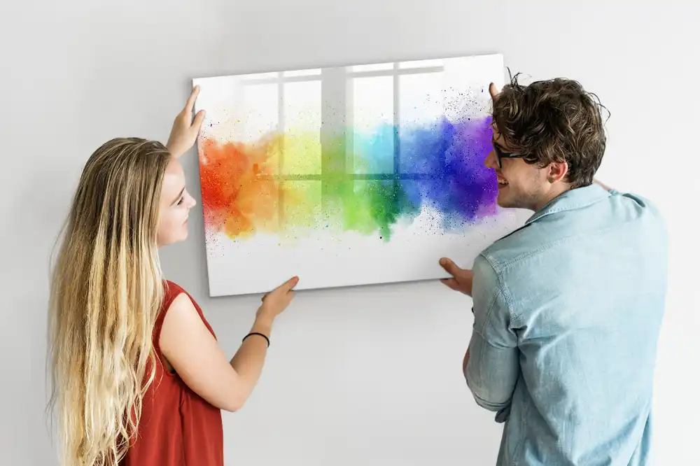 Tableau magnétique à dessiner motif arc-en-ciel style abstrait