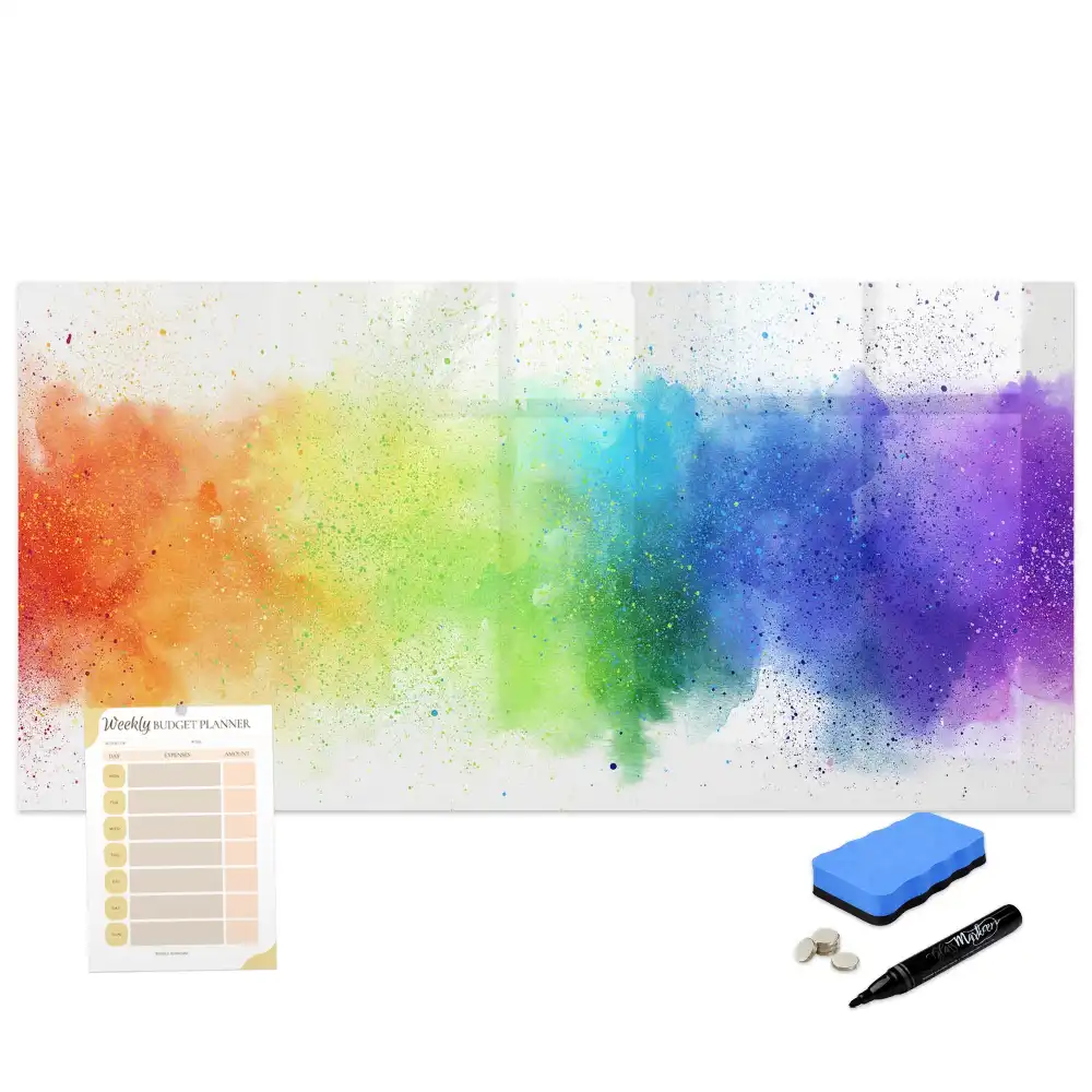 Tableau magnétique à dessiner motif arc-en-ciel style abstrait