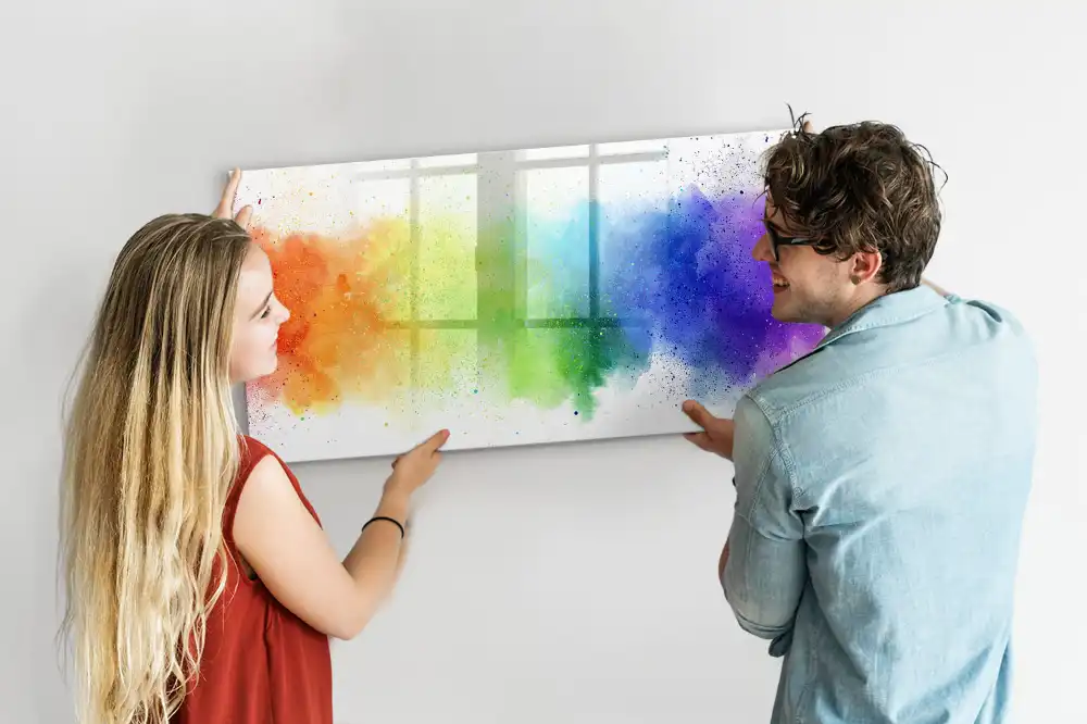 Tableau magnétique à dessiner motif arc-en-ciel style abstrait