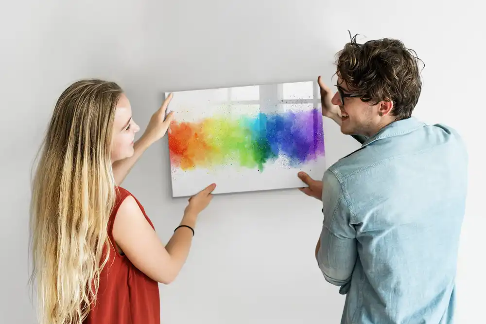 Tableau magnétique à dessiner motif arc-en-ciel style abstrait