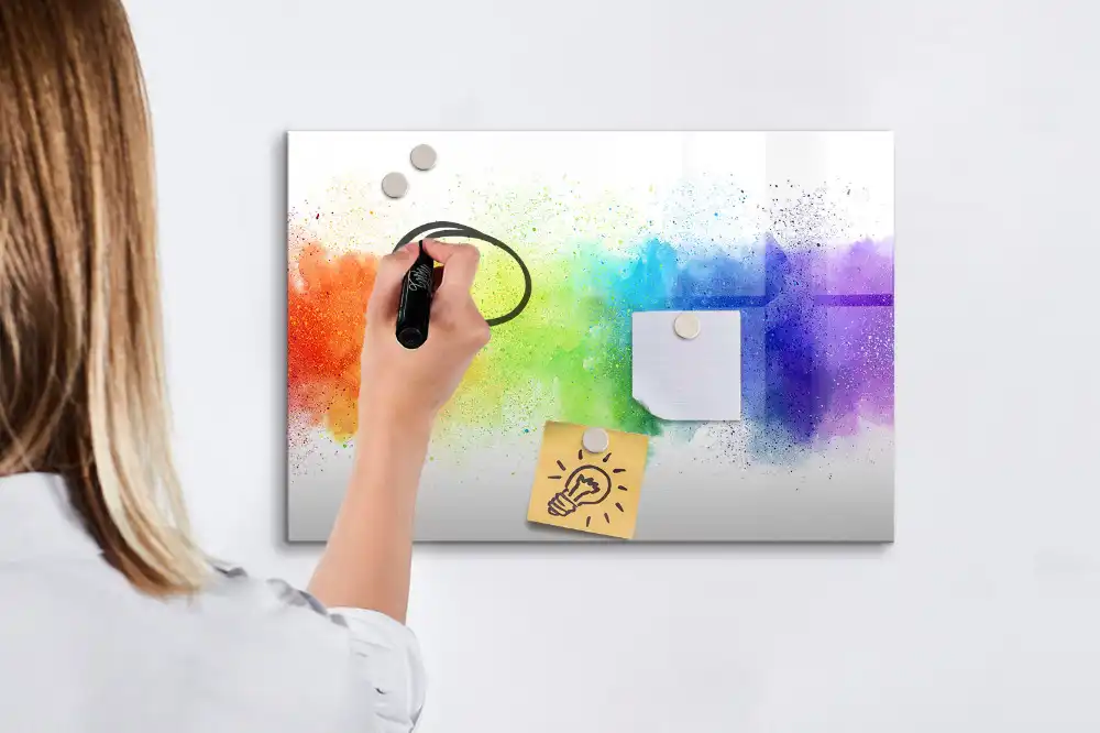 Tableau magnétique à dessiner motif arc-en-ciel style abstrait