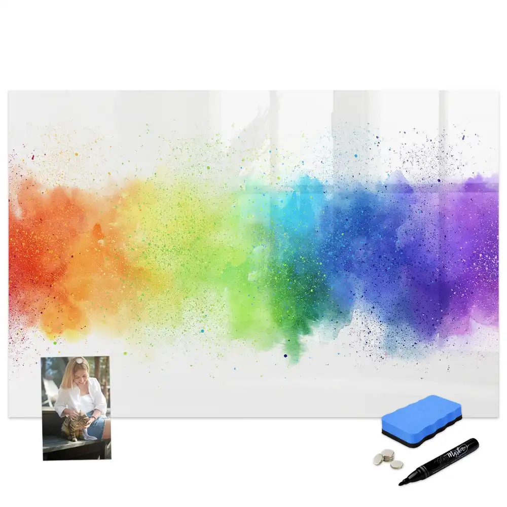 Tableau magnétique à dessiner motif arc-en-ciel style abstrait