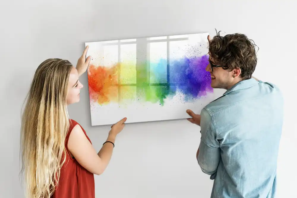 Tableau magnétique à dessiner motif arc-en-ciel style abstrait