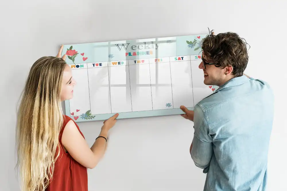 Tableau magnétique effaçable pour l'organisation hebdomadaire