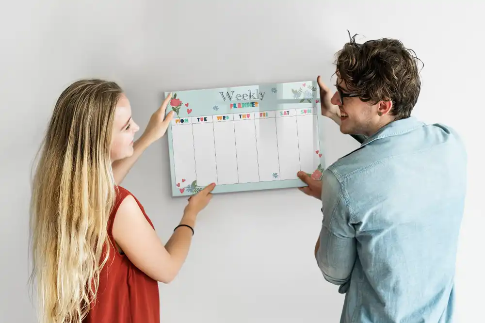Tableau magnétique effaçable pour l'organisation hebdomadaire
