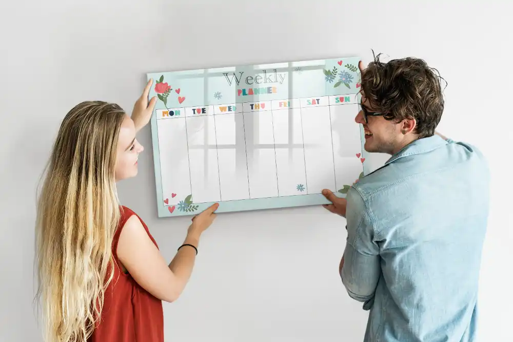 Tableau magnétique effaçable pour l'organisation hebdomadaire