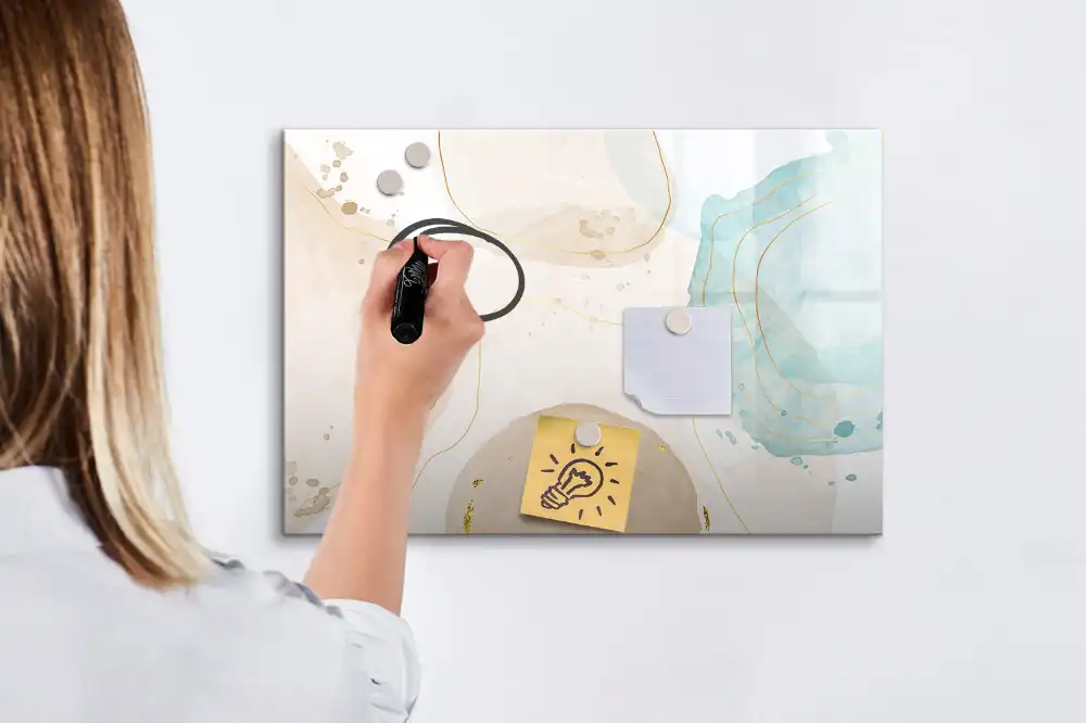 Tableau blanc magnétique effaçable à sec avec motif aquarelle
