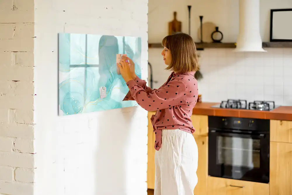 Tableau blanc magnétique effaçable à sec motif marbre abstrait