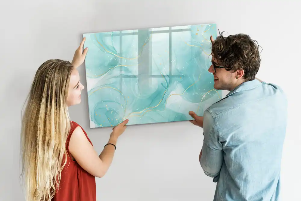 Tableau blanc magnétique effaçable à sec motif marbre abstrait