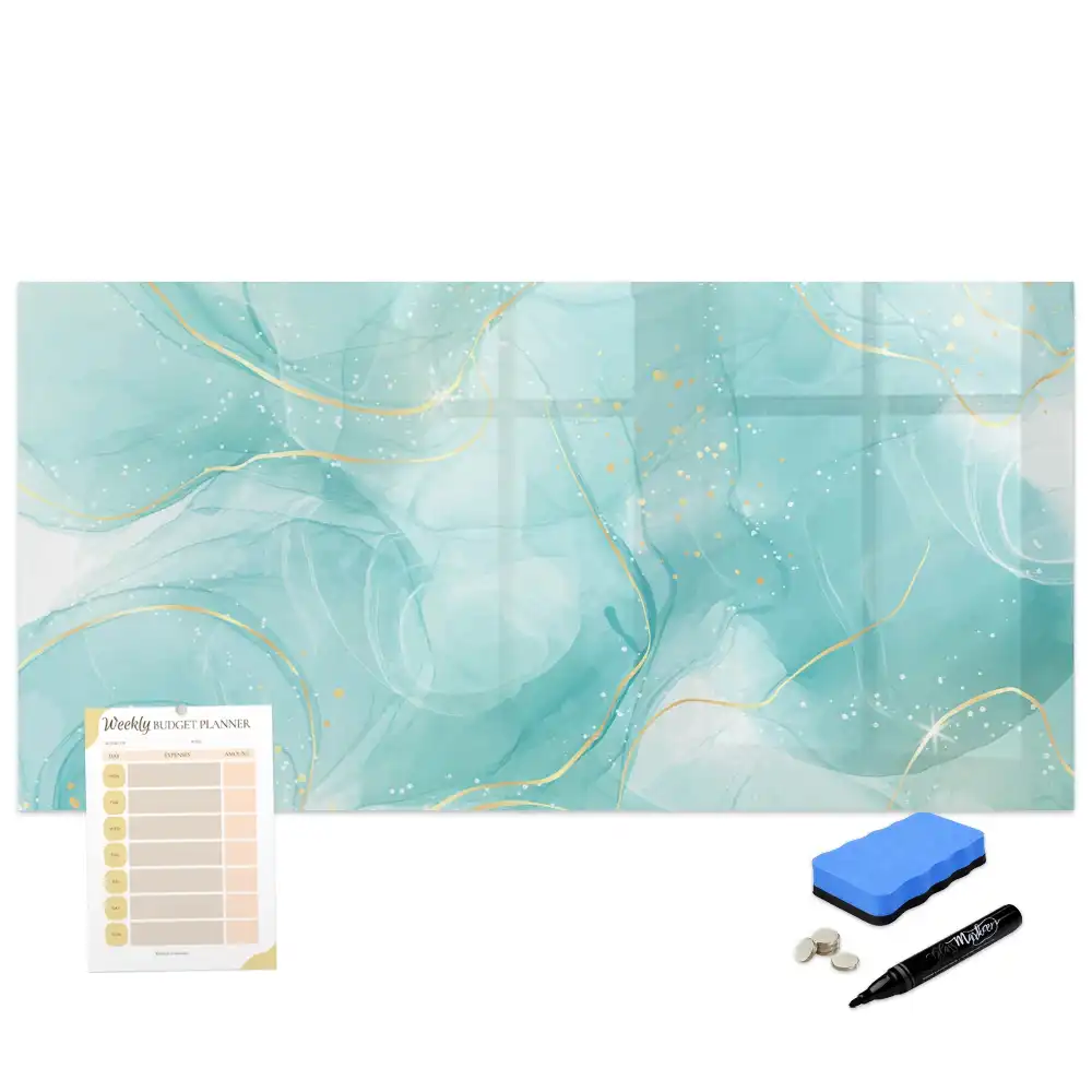 Tableau blanc magnétique effaçable à sec motif marbre abstrait