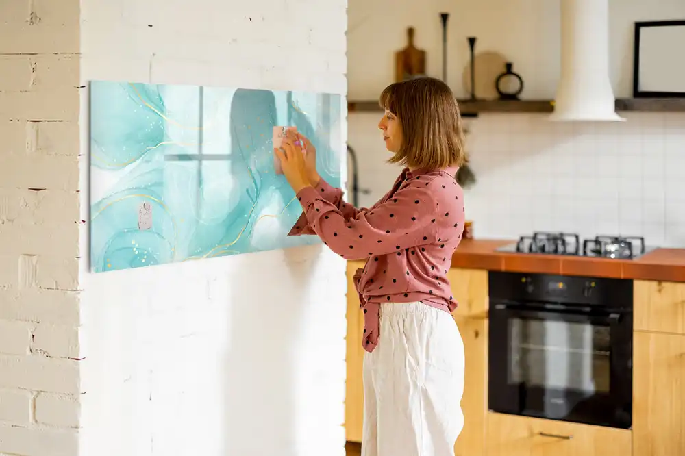 Tableau blanc magnétique effaçable à sec motif marbre abstrait