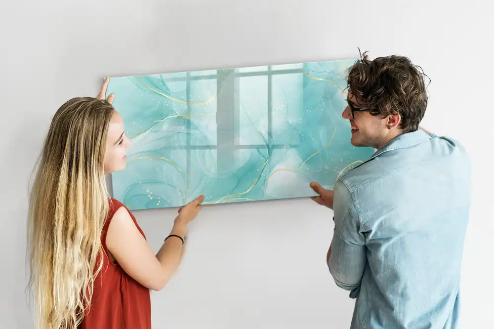 Tableau blanc magnétique effaçable à sec motif marbre abstrait