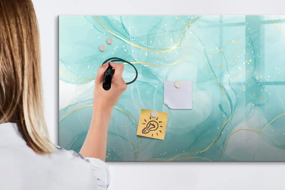 Tableau blanc magnétique effaçable à sec motif marbre abstrait