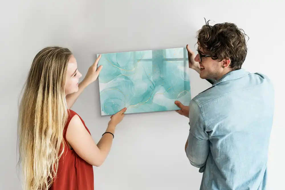 Tableau blanc magnétique effaçable à sec motif marbre abstrait