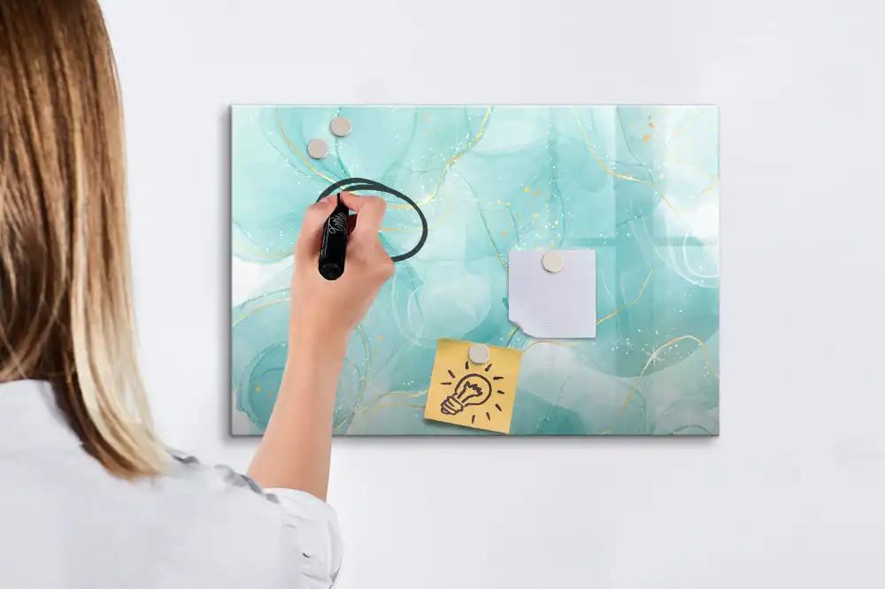 Tableau blanc magnétique effaçable à sec motif marbre abstrait