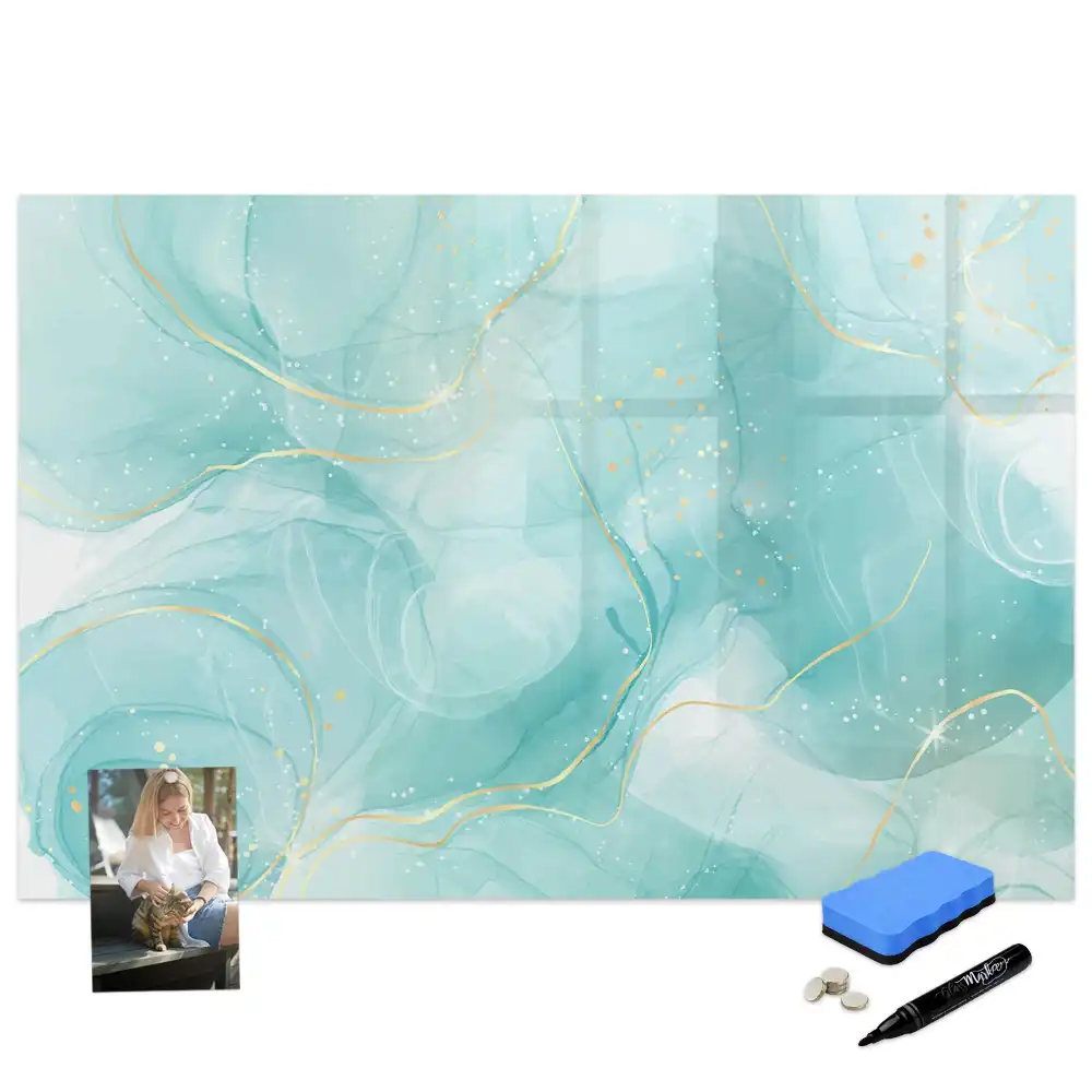 Tableau blanc magnétique effaçable à sec motif marbre abstrait